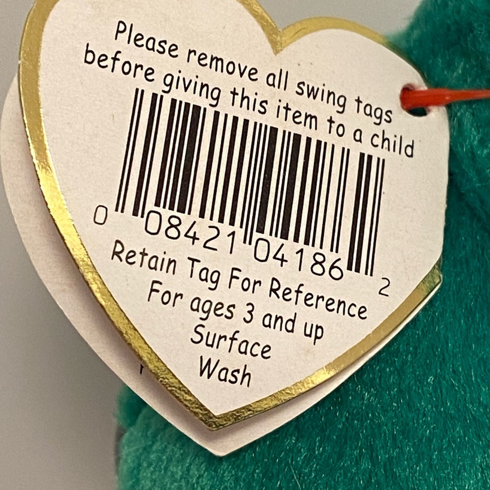 TY Erin Beanie Baby Babies Erin embroidered shamrock teddy bear 90s 1997 vintage - Picture 6 of 16